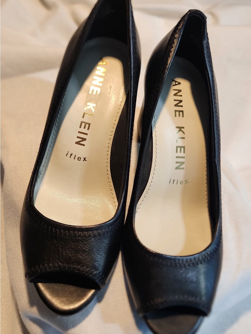 Anne Klein Black Peep-Toe Pumps - iflex Comfort